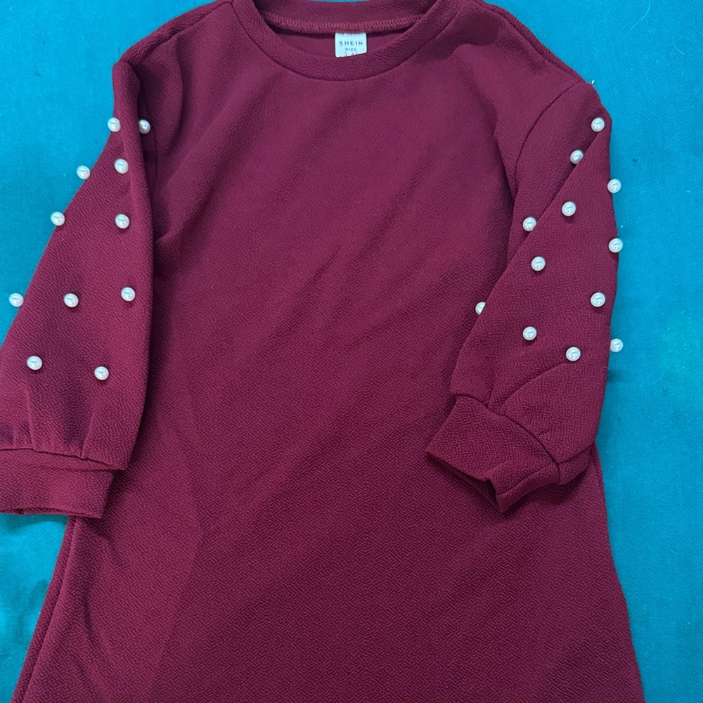 Kids Burgundy Top with Pearl Accents
